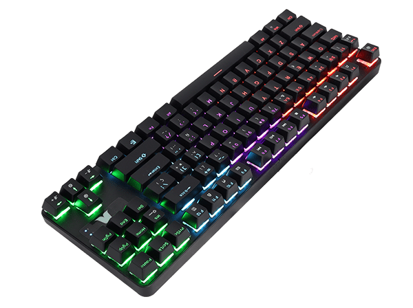 Teclado gamer que alumbra RGB, producto tecnológico