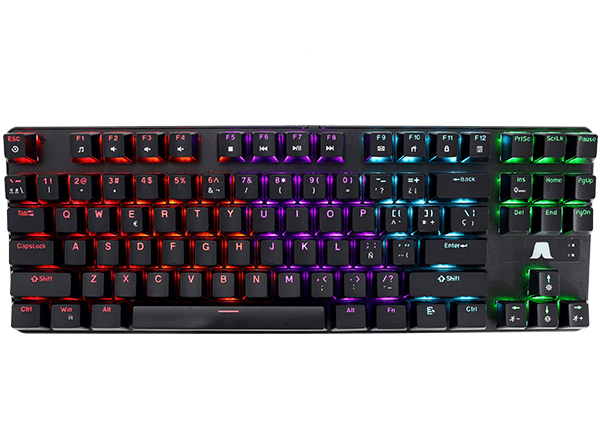Teclado gamer que alumbra RGB, producto tecnológico